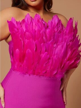 Fashion Nova luxe Hot Pink Feathered Mini Dress bandage Marianna